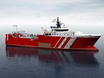 Research ship for integrated ﬁshery and oceanographic research in the Antarctic.