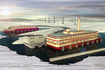 Shallow-draft ﬂoating nuclear power plant with nuclear package water unit (АБВ)/RITM-200 